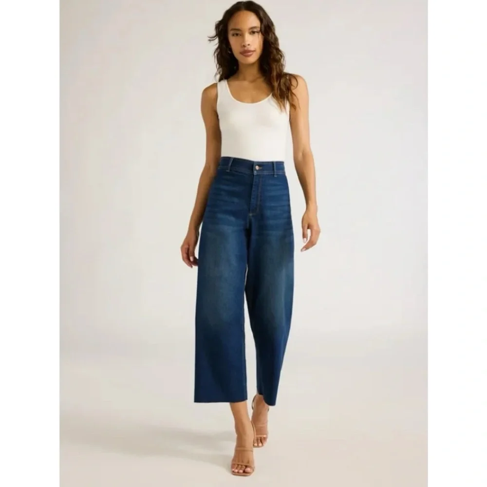 🆕 NWT Sofia Vergara Women’s Margot Blue Wide Leg High Rise Ankle Jeans 12 New! - Picture 3 of 7